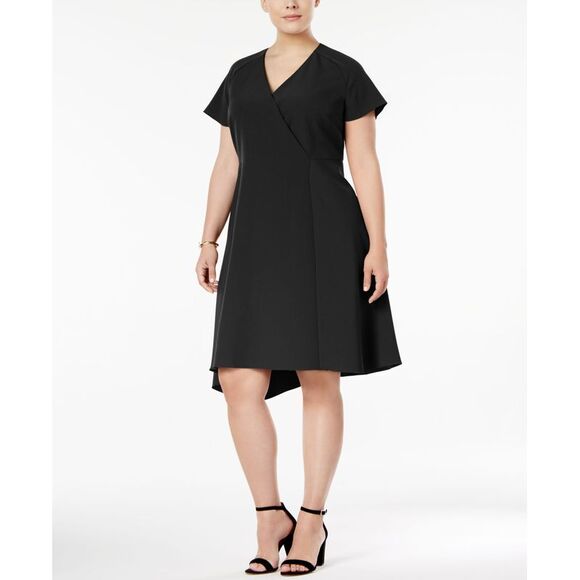 Anne Klein Plus Size Asymmetrical Hem Fit Flare Dress - Picture 1 of 2